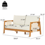 Khali 2 Piece Acacia Wood Outdoor Sofa Set with Cushions