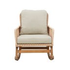Contemporary Minimalist Beige Wicker Rocking Chair