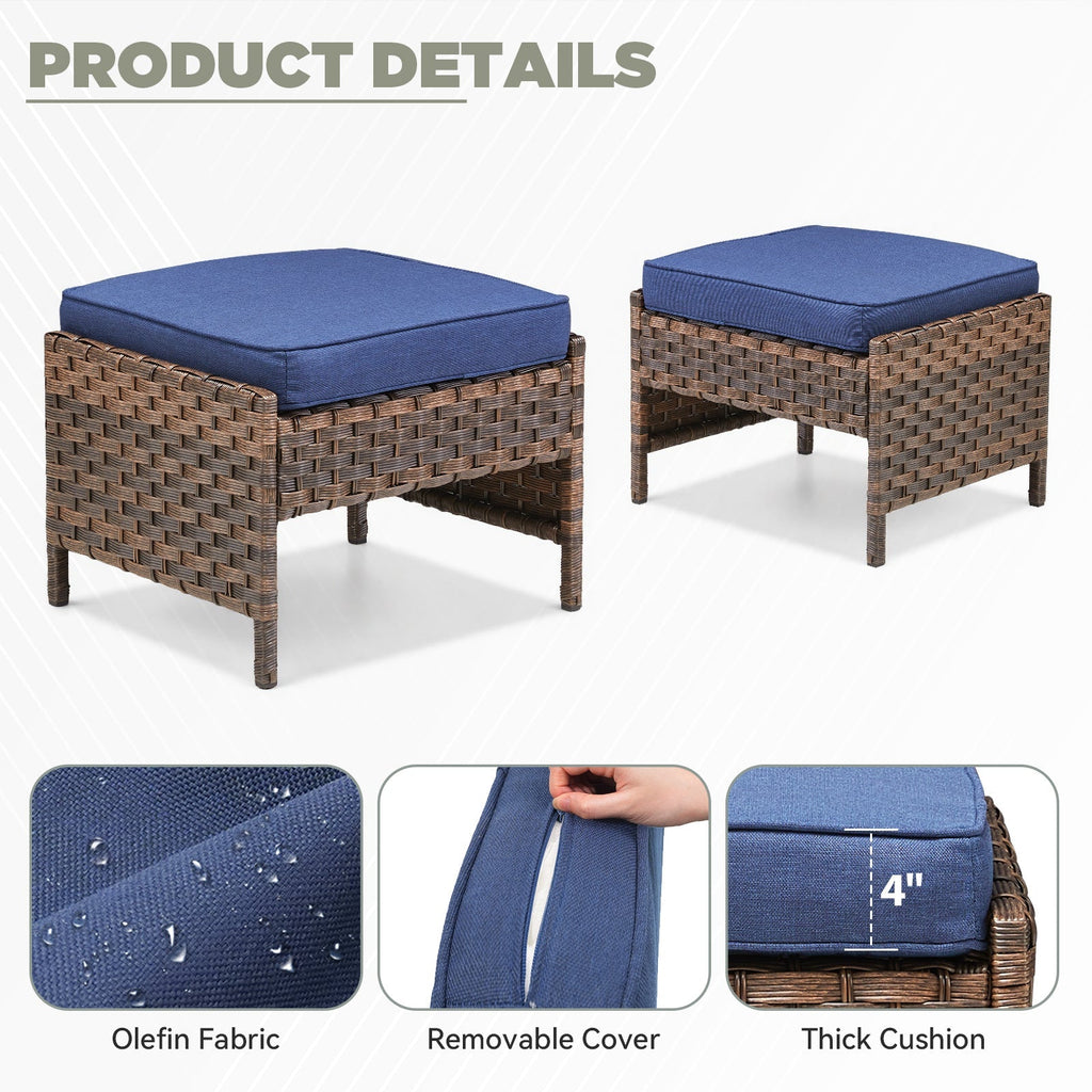 Marlowe Wicker Outdoor Ottomans, Set of 2