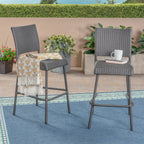 29" Outdoor Rattan Armless Barstools, Set of 2