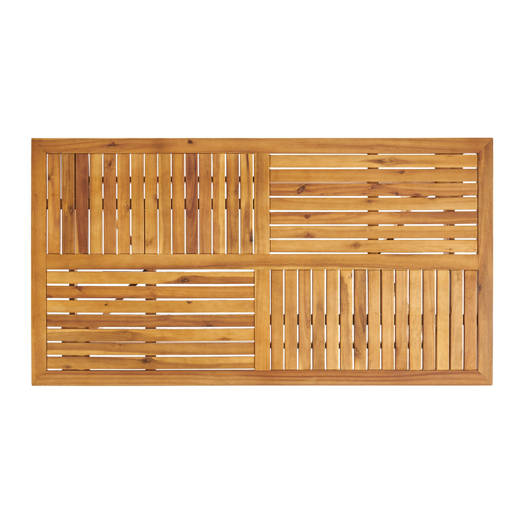 Monica Outdoor Wood and Wicker Woven 7 Piece Dining Set