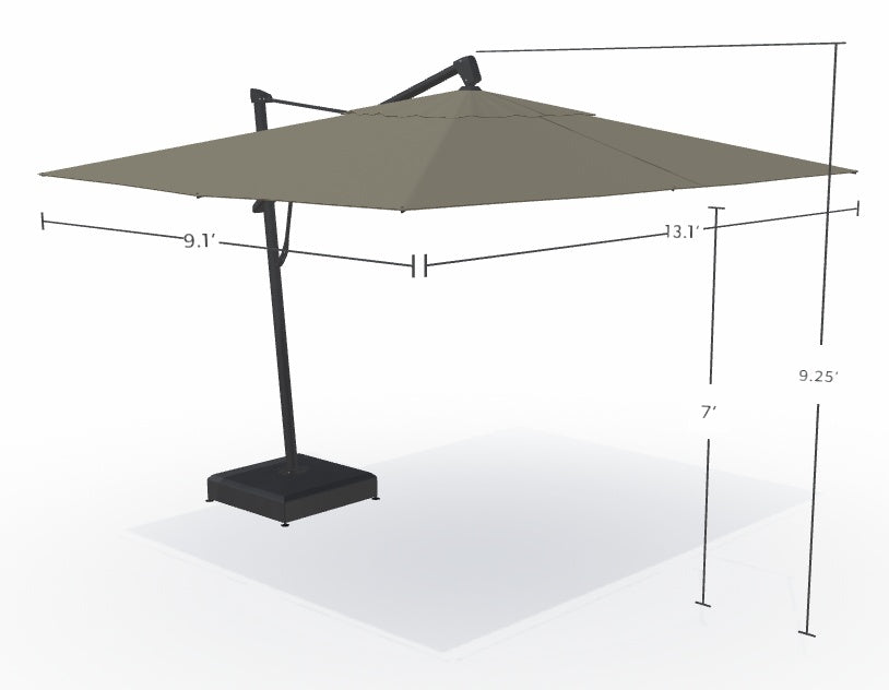 10' x 13' AKZ+ Rectangular Cantilever Black Frame Boulder Canopy Umbrella