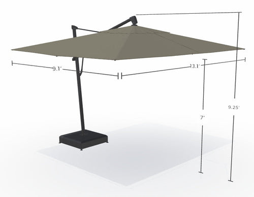 10' x 13' AKZ+ Rectangular Cantilever Black Frame Boulder Canopy Umbrella