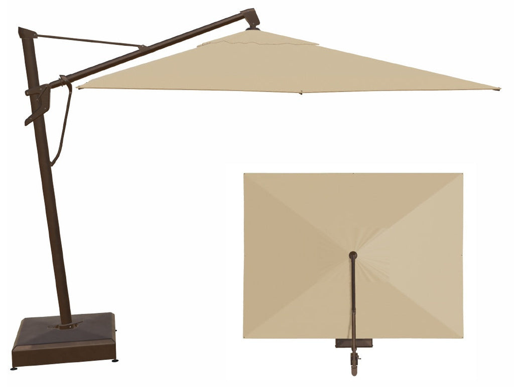 10' x 13' AKZ+ Rectangular Cantilever Bronze Frame Champagne Canopy Umbrella