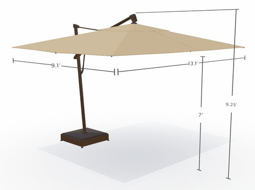 10' x 13' AKZ+ Rectangular Cantilever Bronze Frame Champagne Canopy Umbrella