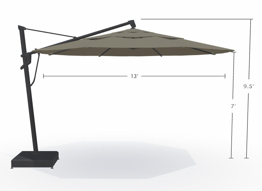 13' AKZ+ Round Cantilever Black Frame Boulder Canopy Umbrella