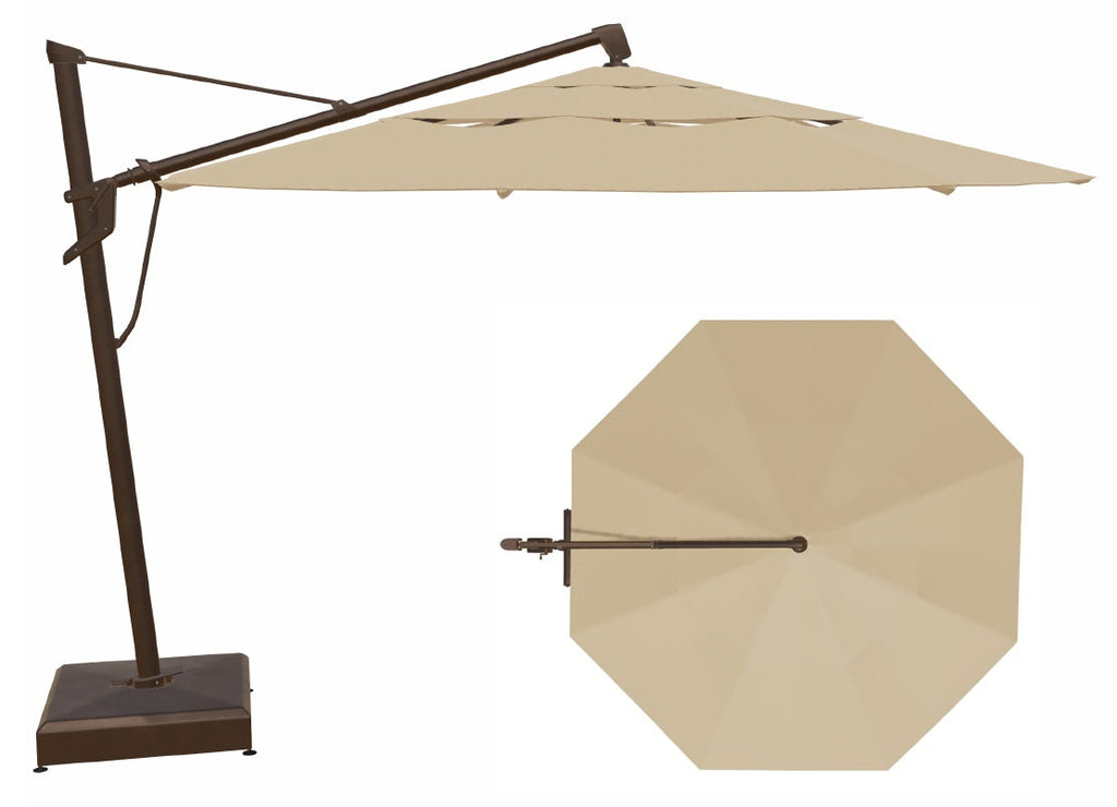 13' AKZ+ Round Cantilever Bronze Frame Champagne Canopy Umbrella
