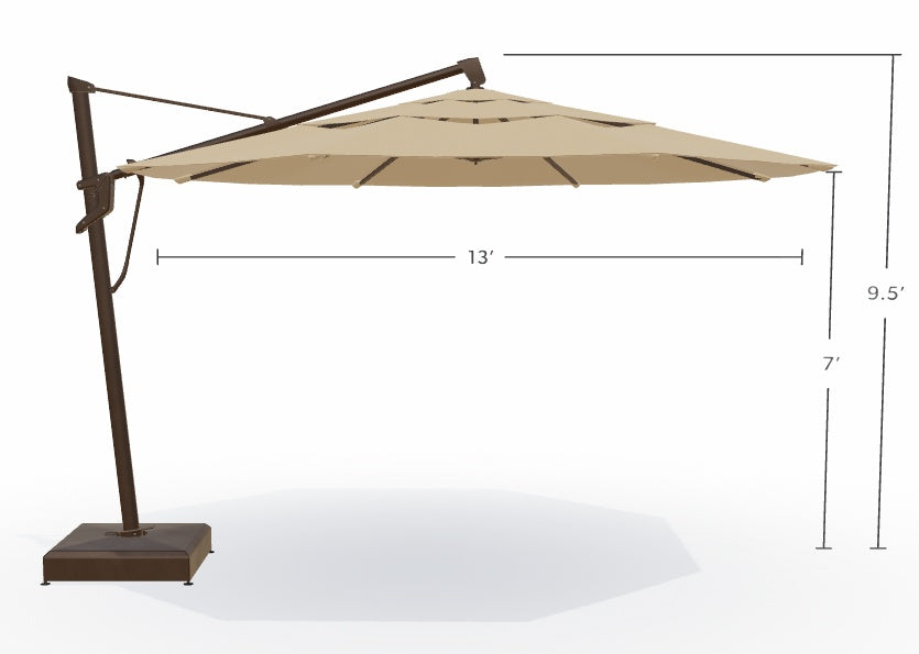 13' AKZ+ Round Cantilever Bronze Frame Champagne Canopy Umbrella