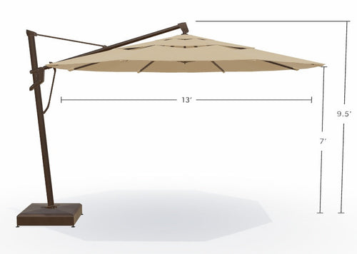 13' AKZ+ Round Cantilever Bronze Frame Champagne Canopy Umbrella