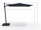 10' Square Cantilever Black Frame Indigo Canopy Umbrella