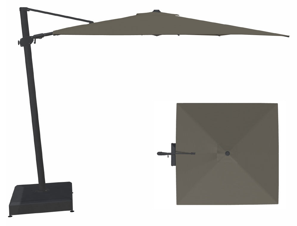 10' Square Cantilever Black Frame Charcoal Canopy Umbrella