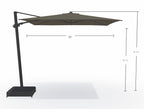 10' Square Cantilever Black Frame Charcoal Canopy Umbrella