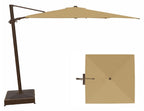 10' Square Cantilever Bronze Frame Toffee Canopy Umbrella
