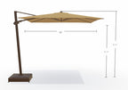 10' Square Cantilever Bronze Frame Toffee Canopy Umbrella