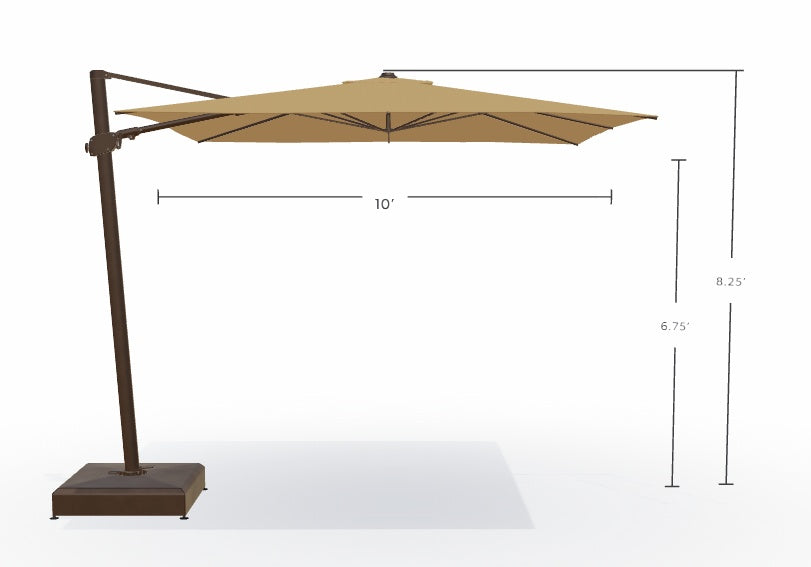 10' Square Cantilever Bronze Frame Toffee Canopy Umbrella