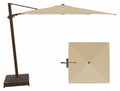 10' Square Cantilever Bronze Frame Champagne Canopy Umbrella