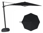 11.5' Octagon Cantilever Black Frame Black Canopy Umbrella