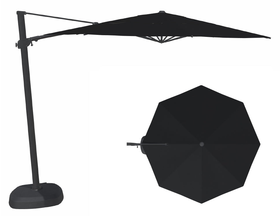 11.5' Octagon Cantilever Black Frame Black Canopy Umbrella