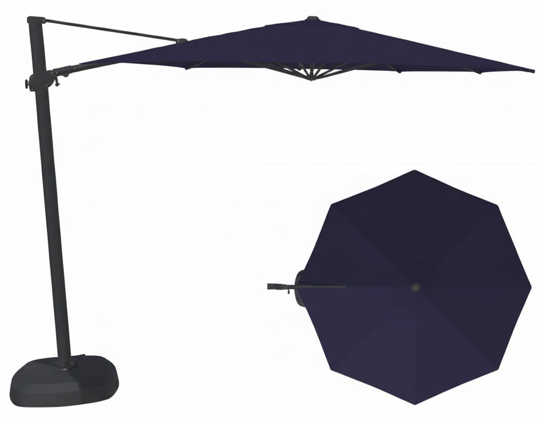 11.5' Octagon Cantilever Black Frame Indigo Canopy Umbrella