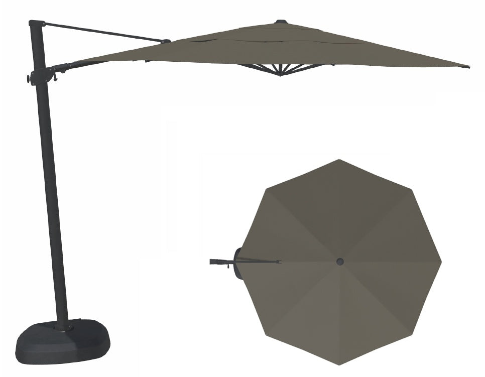 11.5' Octagon Cantilever Black Frame Charcoal Canopy Umbrella