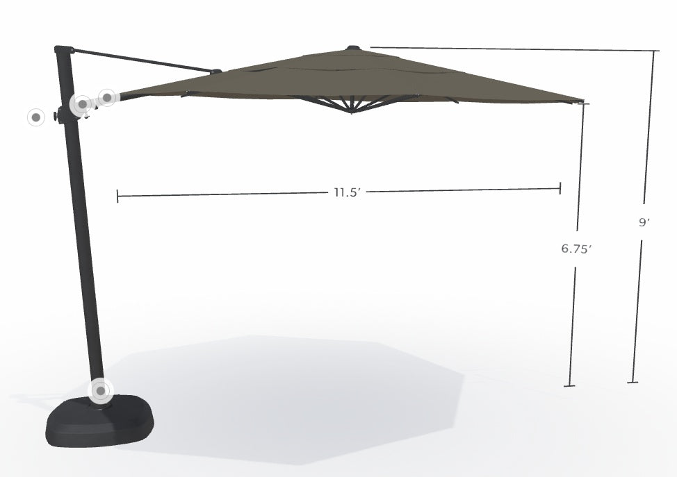 11.5' Octagon Cantilever Black Frame Charcoal Canopy Umbrella