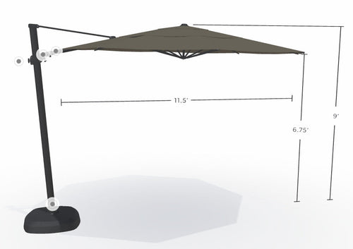 11.5' Octagon Cantilever Black Frame Charcoal Canopy Umbrella