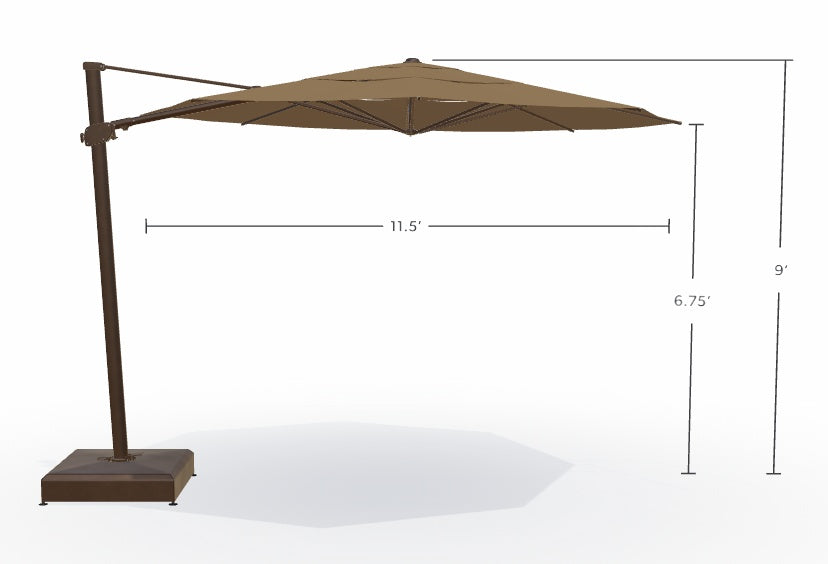 11.5' Octagon Cantilever Bronze Frame Toffee Canopy Umbrella