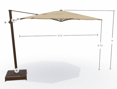 11.5' Octagon Cantilever Bronze Frame Champagne Canopy Umbrella