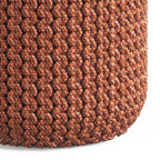 Wynne Orange Round Knitted Outdoor Pouf
