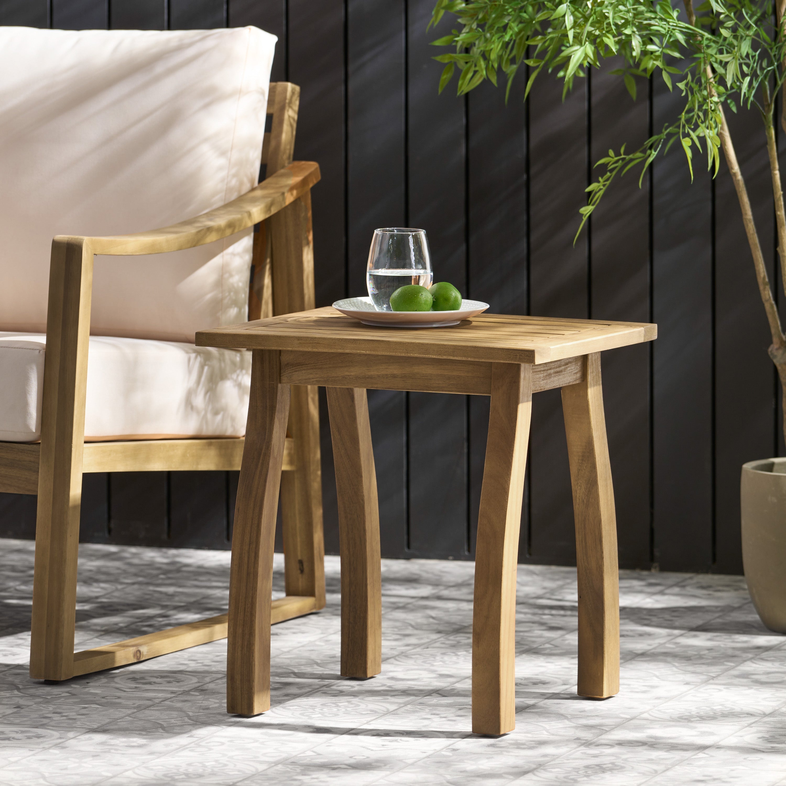 Selma Acacia Wood Outdoor Accent Side Table