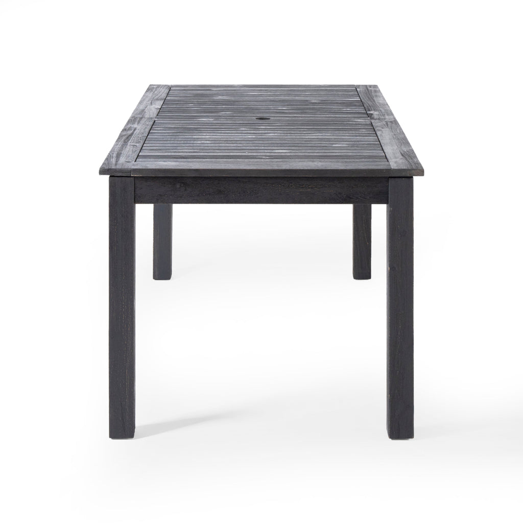 Outdoor Expandable Acacia Wood Dining Table, Dark Grey