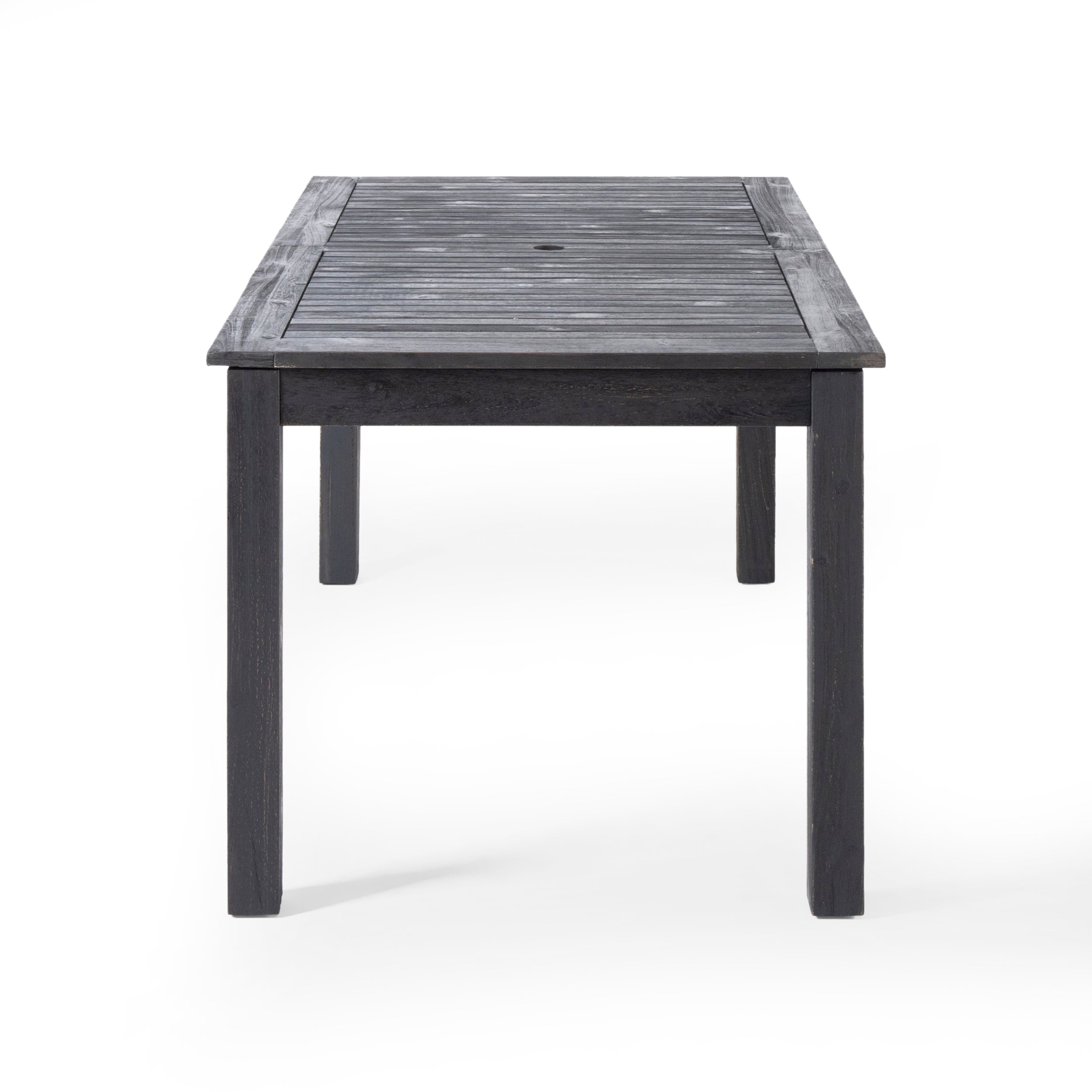Outdoor Expandable Acacia Wood Dining Table, Dark Grey