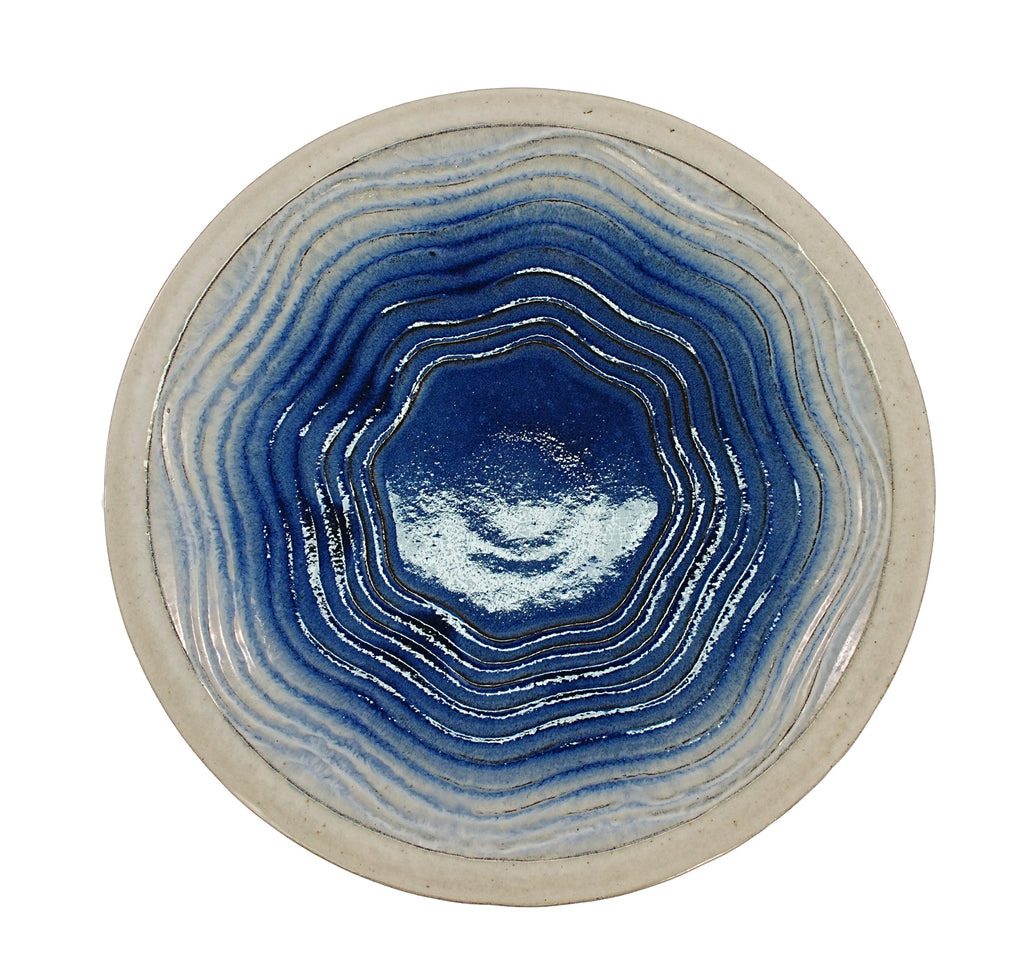 17'' Blue Ombre Ceramic Bird Bath