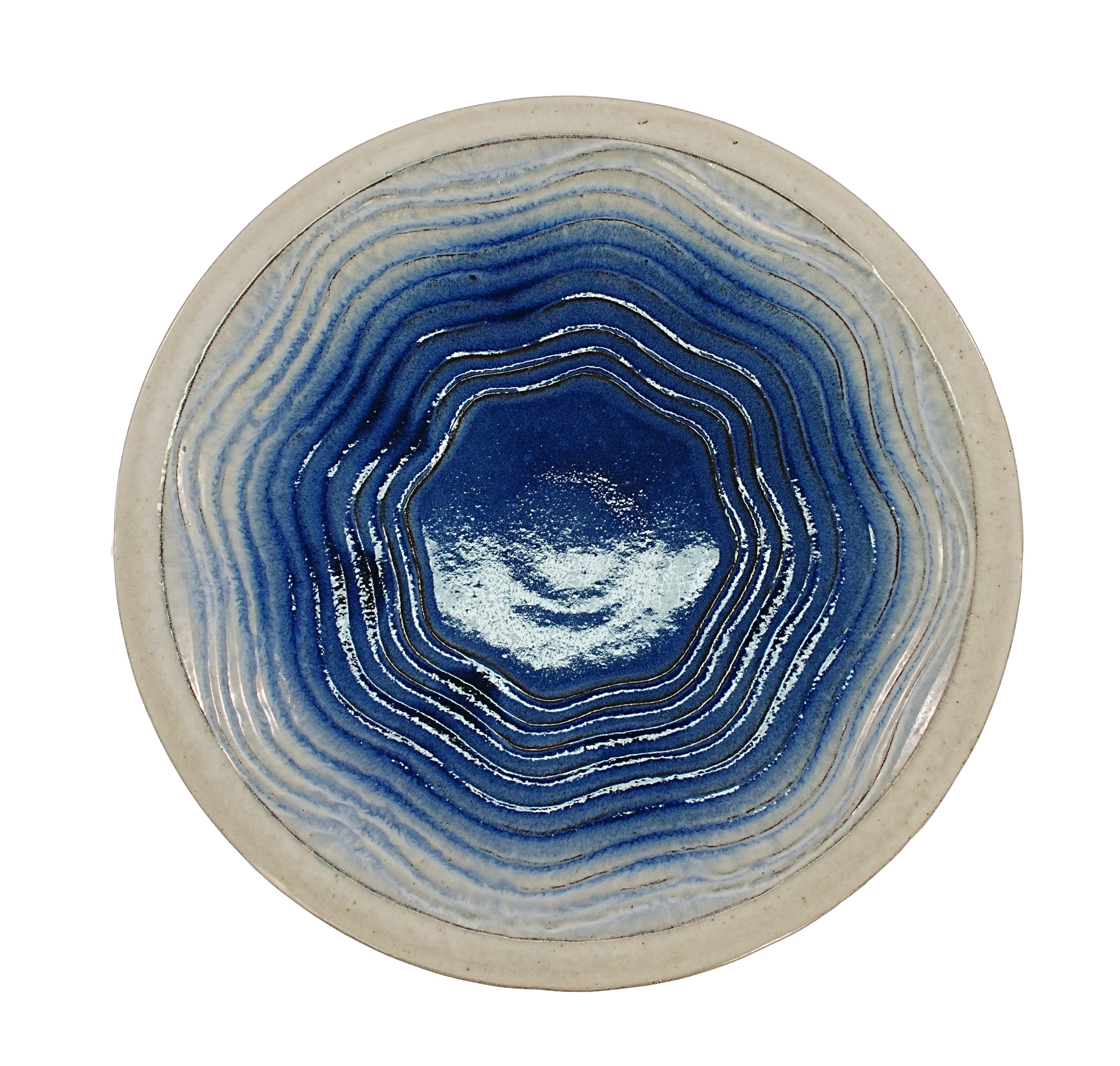 17'' Blue Ombre Ceramic Bird Bath