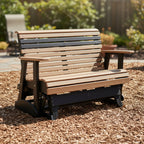4' Cedar & Black Adirondack Glider Bench from LuxCraft