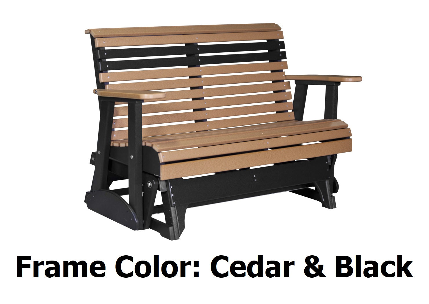4' Cedar & Black Adirondack Glider Bench from LuxCraft