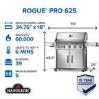 Napoleon Rogue® PRO 625 Natural Gas Grill with Infrared Side Burner