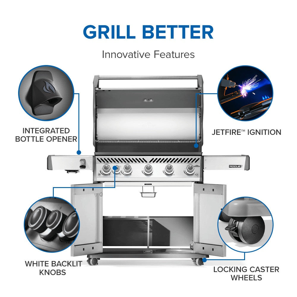 Napoleon Rogue® PRO 625 Natural Gas Grill with Infrared Side Burner