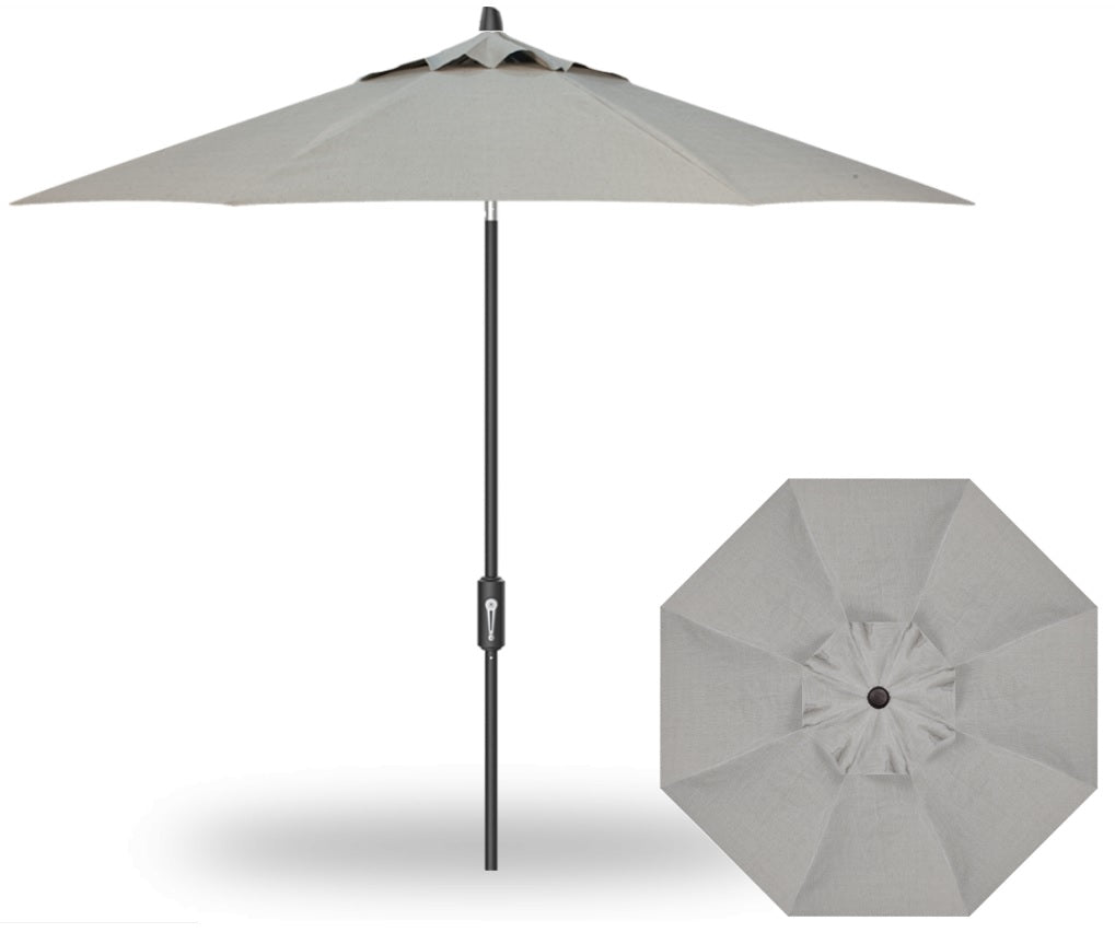 9' Flex Auto Tilt Market Black Frame Silver Linen Umbrella Thin Pole
