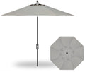 9' Flex Auto Tilt Market Black Frame Silver Linen Umbrella Thin Pole