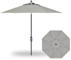 9' Flex Auto Tilt Market Black Frame Silver Linen Umbrella Thin Pole