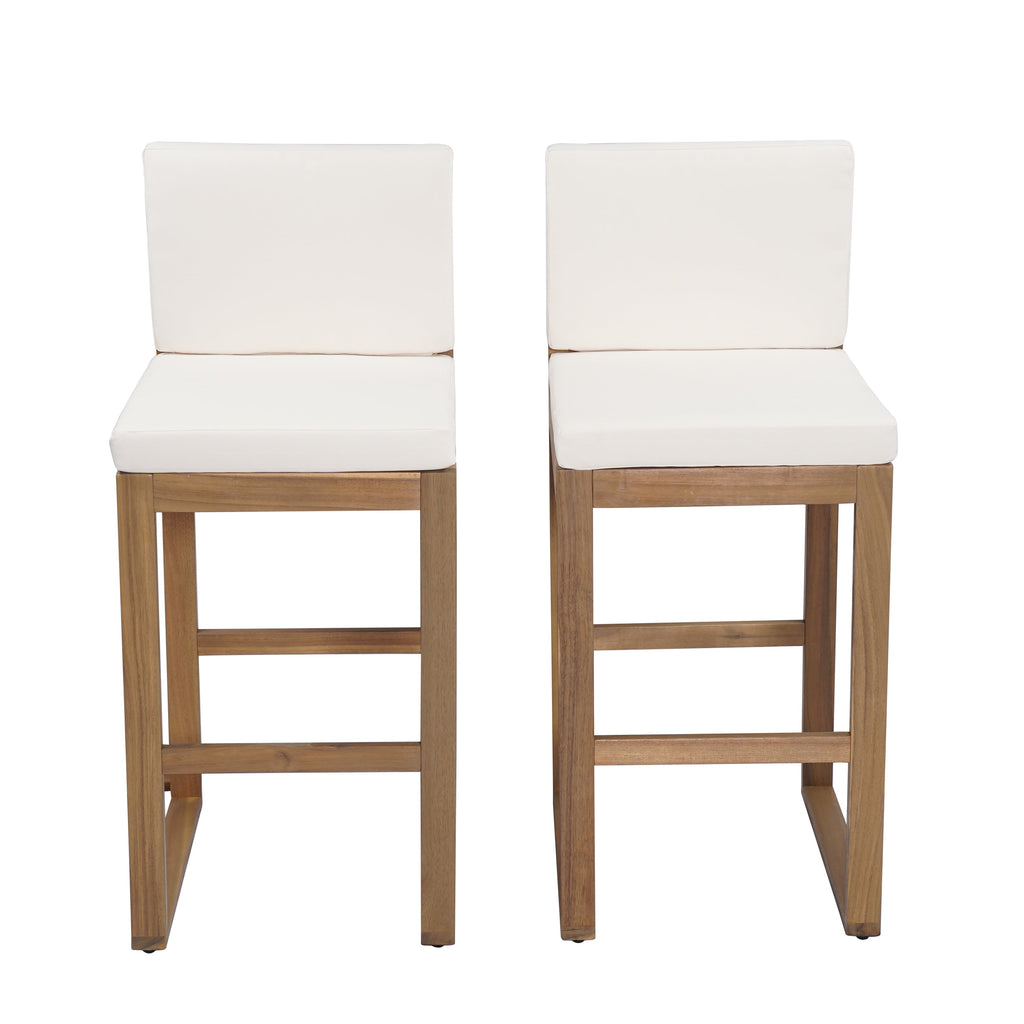 Seacliff Outdoor Acacia Wood Barstools, Set of 2