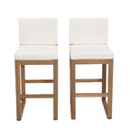 Seacliff Outdoor Acacia Wood Barstools, Set of 2