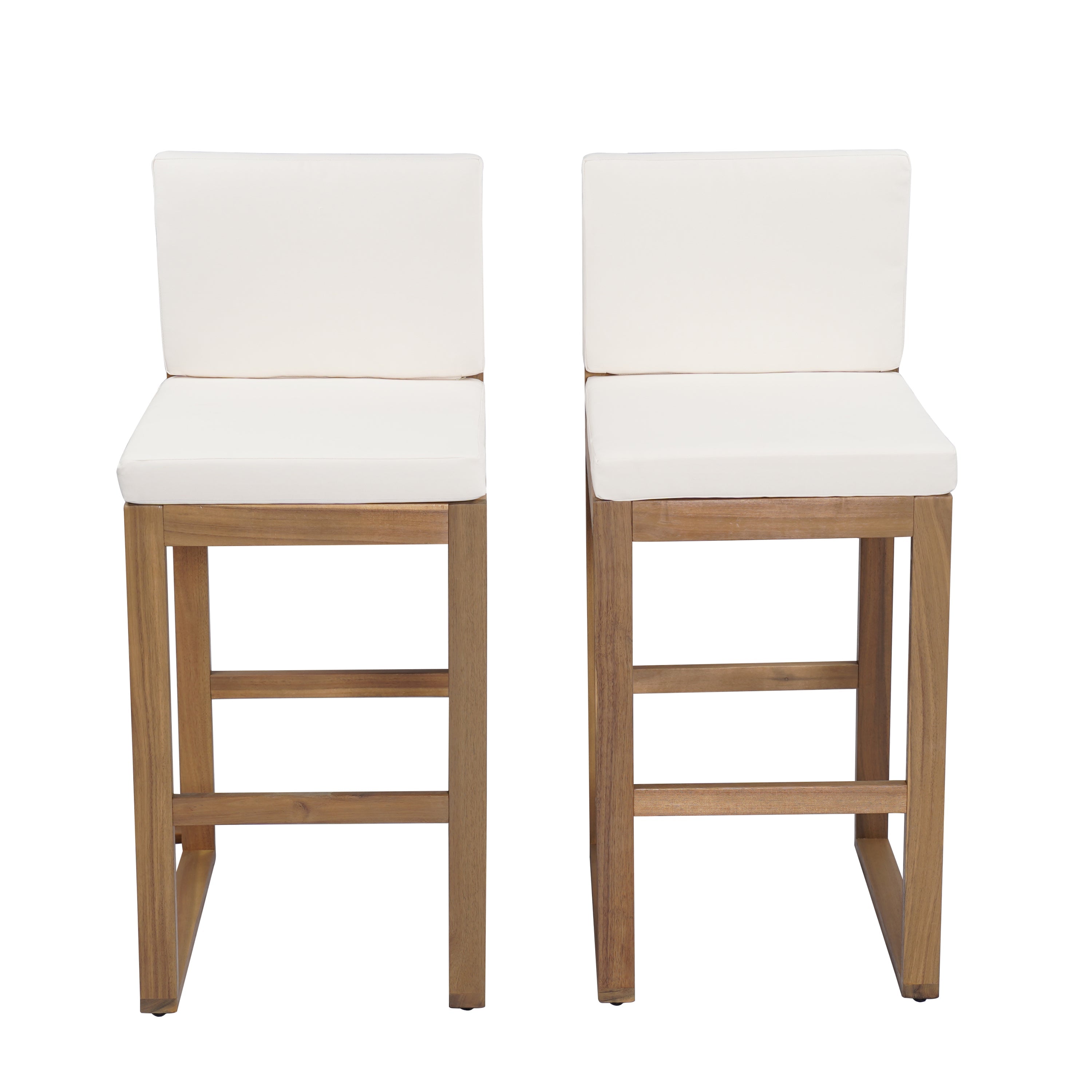 Seacliff Outdoor Acacia Wood Barstools, Set of 2