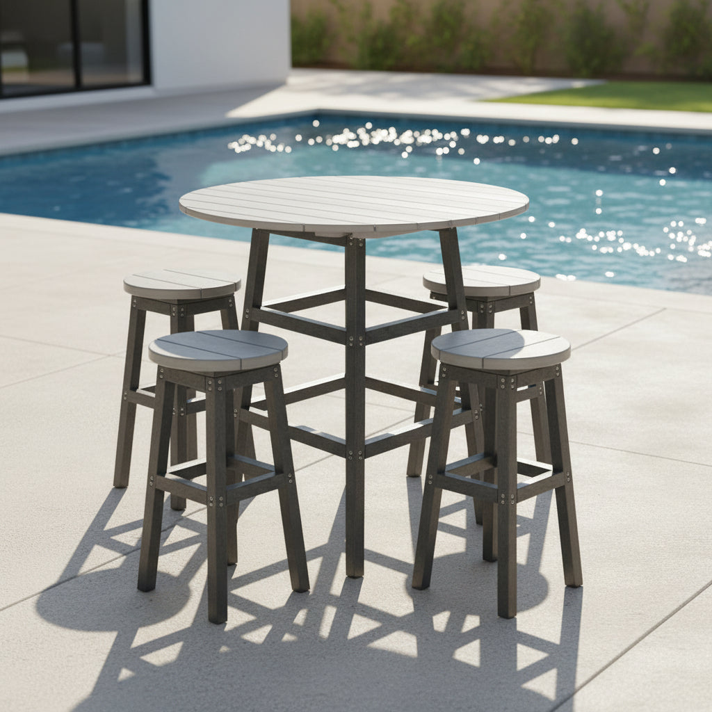 Light Grey & Slate Counter Height Resin Furniture by C.R. Plastic