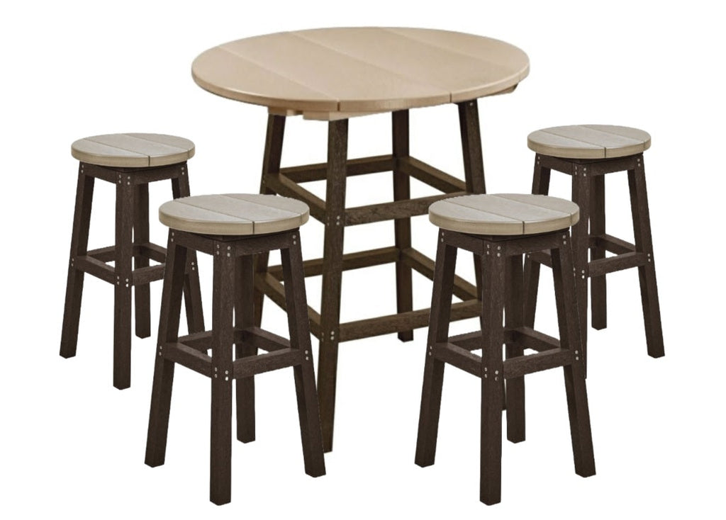 Beige & Chocolate Counter Height Resin Furniture by C.R. Plastic