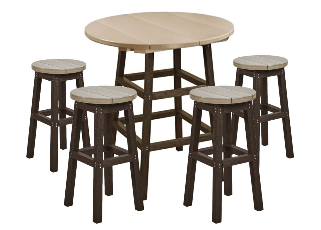 Beige & Chocolate Counter Height Resin Furniture by C.R. Plastic