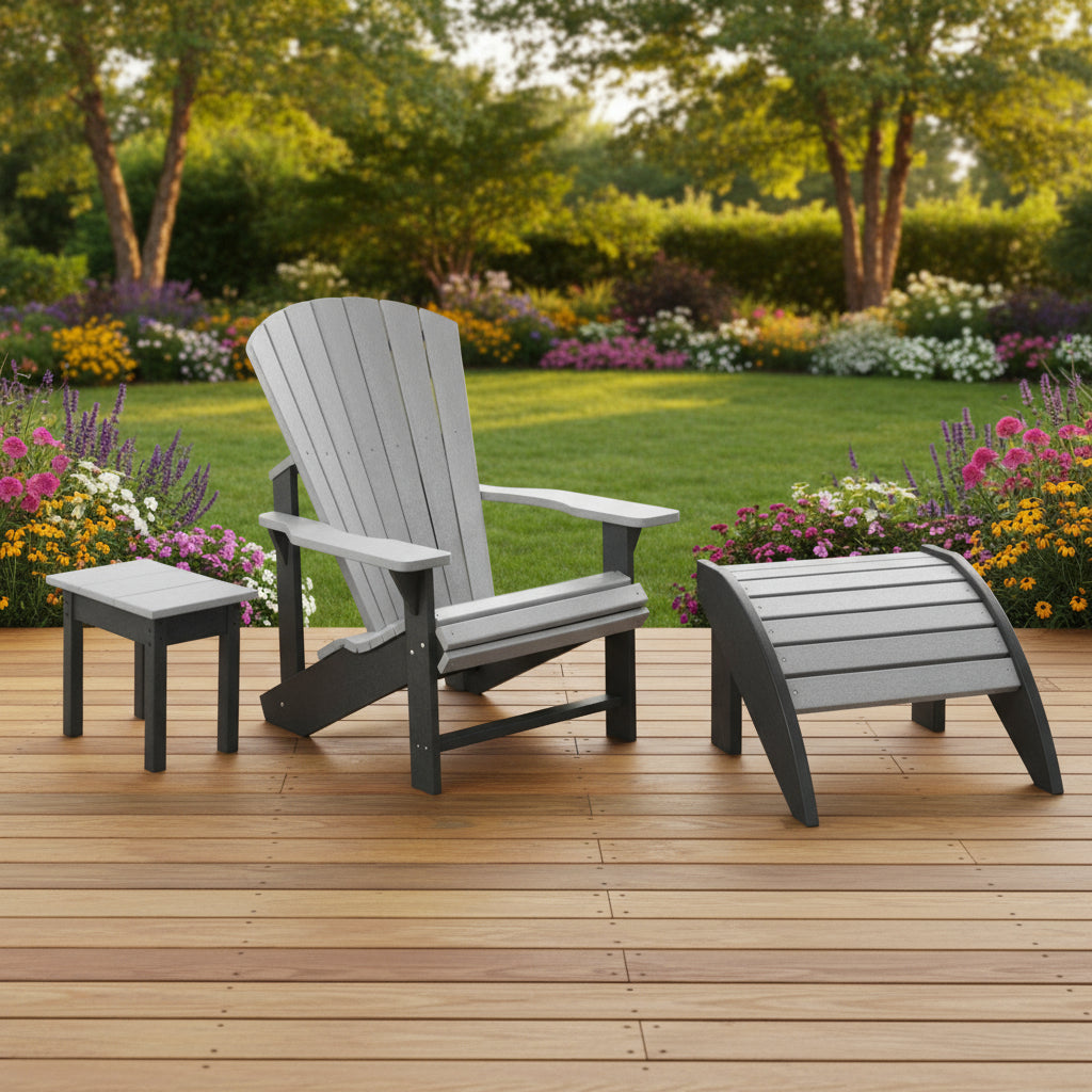 2-Toned Slate & Light Grey Resin Furniture by C.R. Plastic