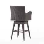 Liden Outdoor Modern PE Rattan Swivel Barstool with Tapered Legs