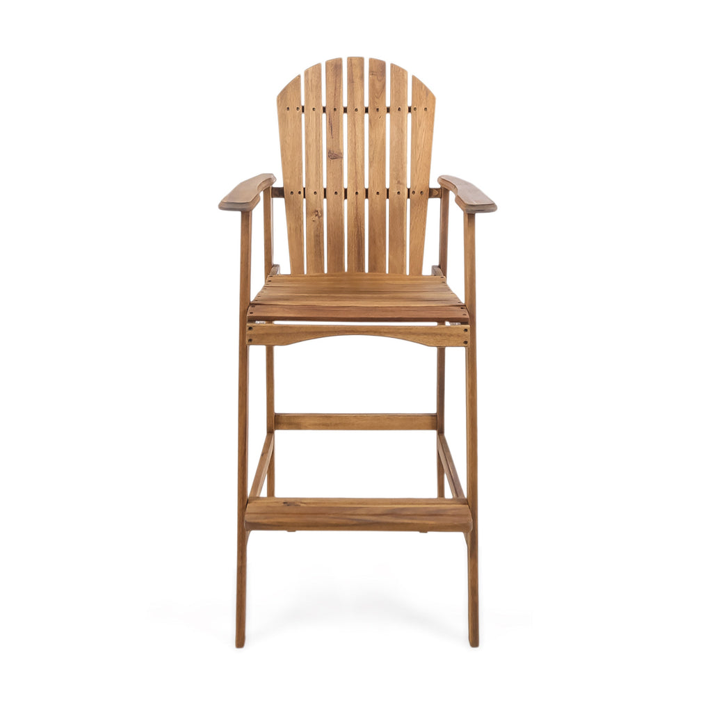Outdoor Acacia Wood Adirondack Barstools, Set of 2